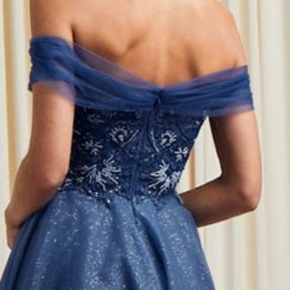 Navy blue short formal prom homecoming party graduation ceremony dress - Picture 5 of 6